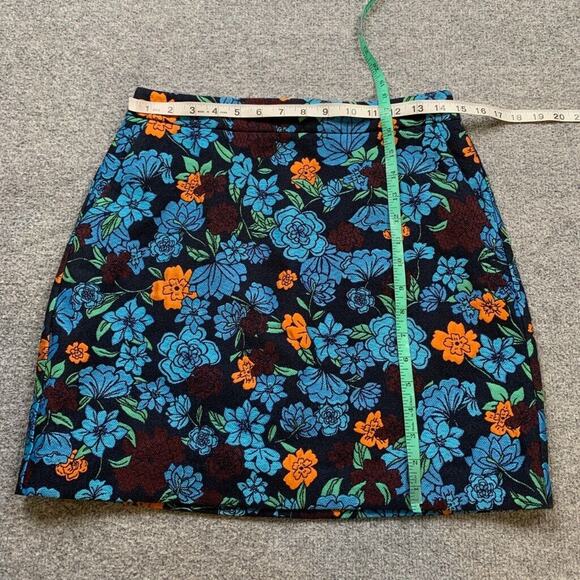 Loft Skirt Womens 6 Navy Multi Floral Pencil Inner Lined Back Zipper Woven Mini - Picture 7 of 12